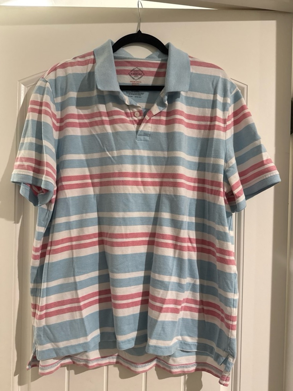 St. John's Bay Light Blue & Pink Striped Polo